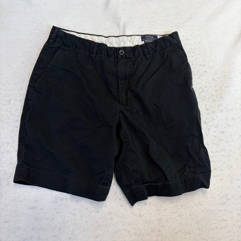 Polo Ralph Lauren Chino Shorts Mens 32 Black Stretch Classic Fit Flat Front